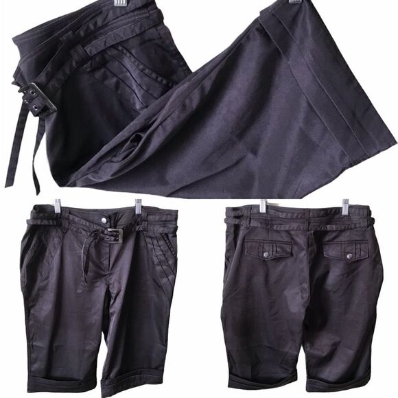 Dark Brown Knee Length Shorts with 2 Strap Belt - Picture 1 of 6